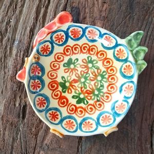 Rooster ceramic trinket bowl. 6"-7"